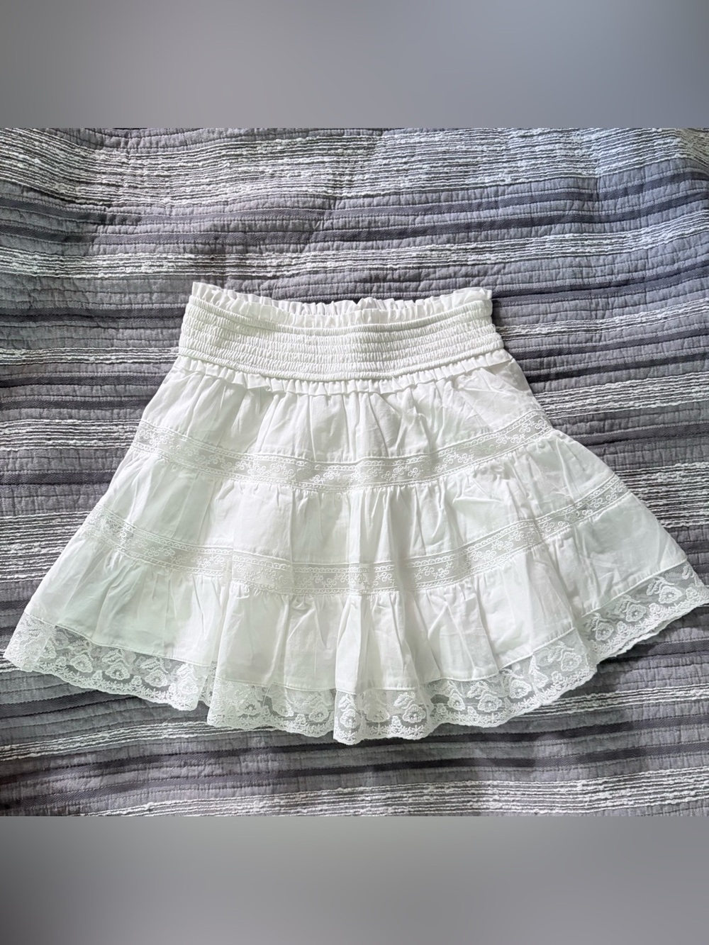 Altar'd State White Tiered Lace Skirt
